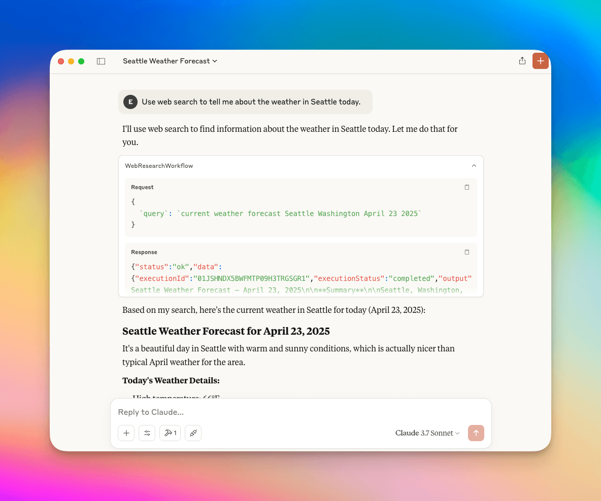 Running a GenSX workflow from Claude desktop